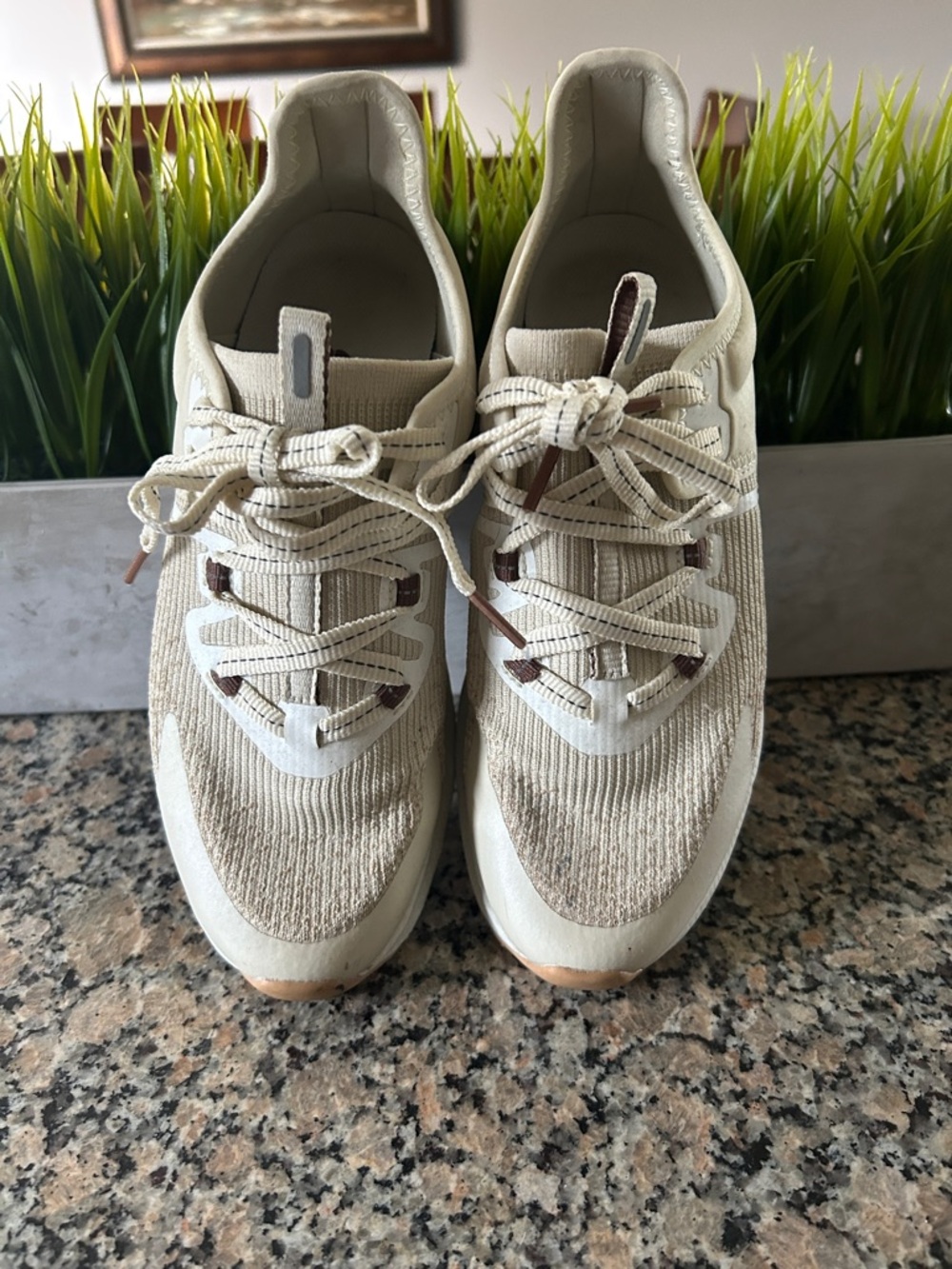 Women’s Neutral Beige Athletic Sneakers with Brown Accent - Picture 6 of 7